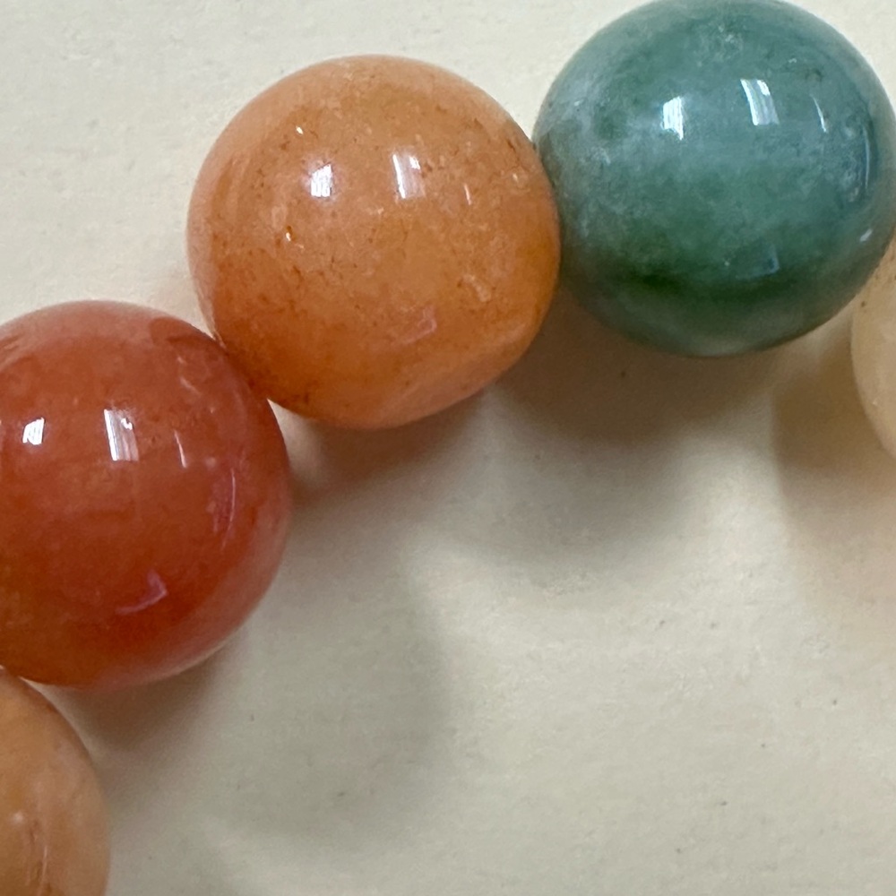 MULTICOLOR SEMI PRECIOUS LARGE AGATE STONE BEADS STRETCH BRACELET NWOT